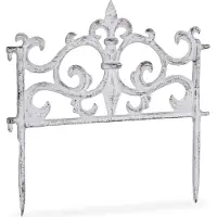 Relaxdays Clôture de parterre , fonte, style vintage, à l'unité, extensible, piquet, clôture décorative à enfoncer, H x L 27 x 27 cm, blanche