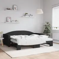 Prolenta Maison Exclusive - Canapé-lit convertible avec matelas noir 90 x 190 cm en tissu