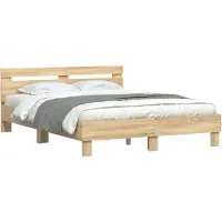 vidaXL Cadre de lit avec tête de lit Chêne Sonoma 140x190 cm Bois composite