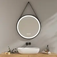 Emke Miroir de salle de bain rond avec antibuée 60 cm Miroir de salle de bain 3 couleurs de lumière Miroir LED à intensité variable avec interrupteur tactile, IP44 économie d'énergie