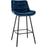 CLP Tabouret de bar Weston avec structure métallique et repose-pieds. Disponible en velours ou en similicuir. Couleur : crème. Matériau : velours