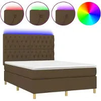vidaXL Best Möbel Lit Boxspring avec matelas - design moderne - & LED - Marron foncé 140x200 cm Tissu - Lit double A3135680
