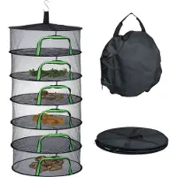 Relaxdays Filet de séchage pliable , filet de séchage à 6 couches, pour herbes aromatiques, fruits, légumes, séchoir à poisson à suspendre, en filet, noir