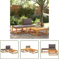 The Living Store Ensemble de canapés de jardin 3 pièces avec coussins en bois massif d'acacia