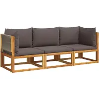 Syfax Ensemble de canapés de jardin 3 pièces avec coussins, bois d'acacia et corde,