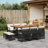 Prolenta Maison Exclusive - Ensemble à manger de jardin 11 pcs coussins noir résine tressée