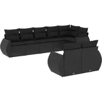 Syfax Salon de jardin 8 pcs avec coussins noir résine tressée