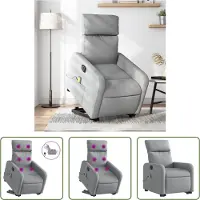 The Living Store Fauteuil de massage électrique avec releveur Gris clair Tissu