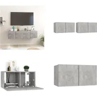 vidaXL Meubles TV suspendus 2 pcs. Betongrau 60x30x30 cm - Armoire TV - Meubles TV - Meubles TV