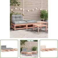 The Living Store Canapé de jardin sans accoudoirs avec coussins et poufs