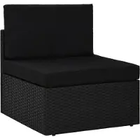 The Living Store Modulares Mittelsofa Poly Rattan Schwarz