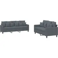 Syfax Ensemble de canapés 2 pcs avec coussins Gris foncé Velours