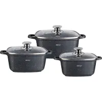 KINGHOFF lot de 3 pots carrés 2.8, 4.4, 6.5l KH1607