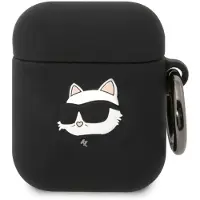 Karl Lagerfeld Kla2Runchk Airpods 1/2Cover Czarny/Black Silicone Choupette Head 3D