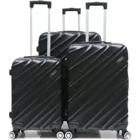 Cheffinger Valise de voyage valise 3 pièces coque dure trolley set valise bagage à main bagages sac de voyage ABS-05 noir