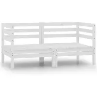 Syfax Canapé à 2 places de jardin Blanc Bois de pin solide