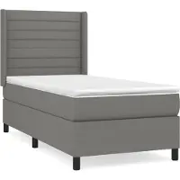 vidaXL Lit boxspring avec matelas gris foncé 90x190 cm Tissu