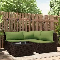 Prolenta Maison Exclusive - Ensemble salon de jardin 4 pièces avec coussins, polyrotin marron