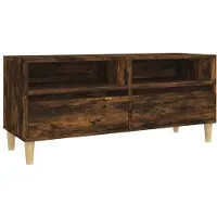 Syfax Meuble TV chêne fumé 100x34,5x44,5 cm bois d'ingénierie
