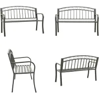 vidaXL Banc de jardin Gris 120 cm Acier - Banc de jardin - Meubles de jardin - Meubles d'extérieur