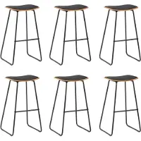The Living Store Tabourets de bar 6 pcs. Simili cuir noir