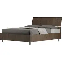 Ityhome - Lit double sans sommier 140x190 tête de lit inclinée noyer Demas