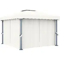 The Living Store Pavillon avec rideau 3x3 m blanc crème Aluminium