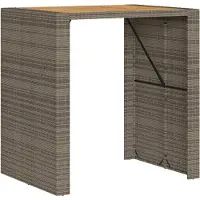 vidaXL Table de bar de jardin avec plateau en bois gris 105x80x110 cm Polyrattan