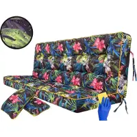 Hobbygarden Coussin d'assise Coussin de banc pour banc de jardin Coussin de sol Coussin pour balançoire hollywoodienne Outdoor / Indoor - Pola - 140 cm - Feuilles multicolores