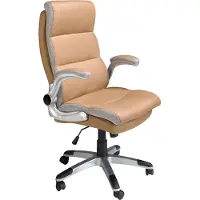 ANGEL CERDA SL Chaise de Bureau Pivotante en Similicuir Chaise de Bureau Réglable en Hauteur avec Accoudoirs Rabattables Siège Ajustable en Hauteur 66 x 72 x 112 cm Marron