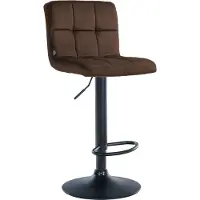 CLP Tabouret de bar , revêtement en velours, réglable en hauteur, pivotant, avec dossier | Couleur : marron, Structure : noir