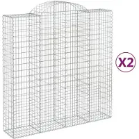 vidaXL Gabions avec arc surélevé 2 pcs. 200x50x200/220cm Fer galvanisé