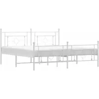 vidaXL Cadre de lit avec tête et pied de lit en métal blanc 183x213 cm