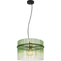 Globo Lighting Suspension noire Gorley avec verre vert Ø 40cm