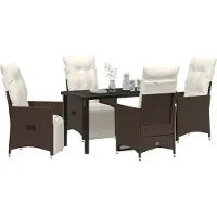 vidaXL Ensemble de salle à manger de jardin avec coussins 5 pièces Marron Poly-rotin