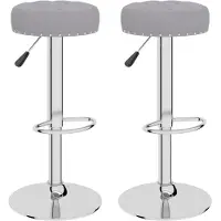 Syfax Tabourets de bar lot de 2 gris tissu