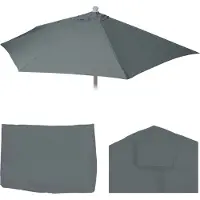 Mendler Housse De Rechange Pour Parasol Demi-Rond Parla, Housse De Rechange Pour Parasol, 300cm Tissu/Textile Uv 50+ 3kg Anthracite