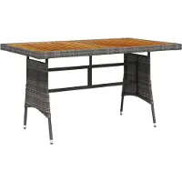 The Living Store Table de jardin Gris 130x70x72 cm Poly rotin & bois massif Acacia
