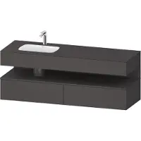 Duravit Collection One lavabo à encastrer avec meuble sous-vasque en console, 1600x550x600mm, niche graphite mat, vasque à gauche, QA4795049490000