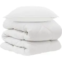 vidaXL Couette avec oreiller 2 pcs blanc microfibre