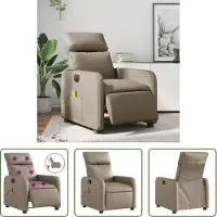 The Living Store Fauteuil de Massage Électrique Cappuccino Marron Similicuir
