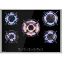 Klarstein Tables de Cuisson à Gaz, Plaque de Cuisson Gaz à 5 Brûleurs, Table de Cuisson Electrique à 5 Feux de 10400W, Cuisiniere Gaz, Gaziniere Gaz avec Brûleurs en Acier Inoxydable, Cuisinières GPL