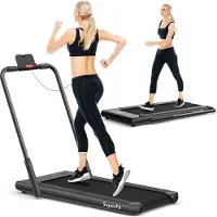 Costway Tapis de course 2 en 1 avec APP & télécommande | Bluetooth | 1-12 km/h | écran LED | support pour téléphone portable | pliable | peut supporter jusqu'à 120 kg Noir