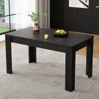 Flieks Table de salle à manger rectangulaire, Table de cuisine avec pieds en bois, Table pour salle à manger salon, 117x68x75cm, Noir