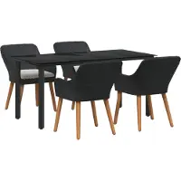 Syfax Ensemble de salle à manger pour jardin 5 pcs Noir polyrotin