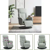 The Living Store Fauteuil de massage avec repose-pieds gris clair velours
