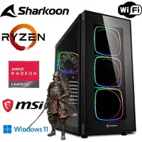 MEG-BAR PC de jeu - Ryzen 5 5600G 6x 4,4GHz - 32GB DDR4 RAM - 1TB M.2 SSD - SHARKOON RGB boîtier avec verre trempé - WLAN