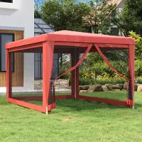 Prolenta Maison Exclusive - Tente de réception avec 4 parois latérales en filet, rouge, 3 x 4 m, HDPE