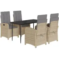 Syfax Ensemble à manger de jardin coussins 5 pcs mélange beige rotin