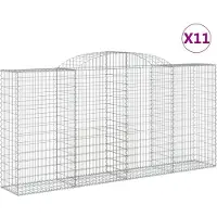 vidaXL Gabions avec arc surélevé 11 pcs 300x50x140/160cm Fer galvanisé